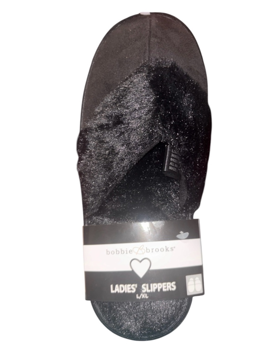 Bobbie Brooks Women's Black Faux-Fur Slide Slippers